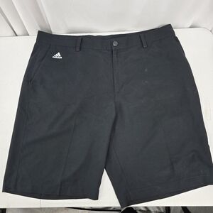 Adidas Climalite Men's Size 38 Flat Front 3 STRIPE Golf Shorts Black 10" Inseam.